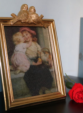 复古摆件巴洛克欧式相框古典10寸小油画摆画钢琴摆件美式轻奢家居