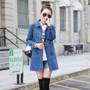 显瘦大码 休闲时尚 风衣背心口袋长外套 牛仔马甲中长款 2026春秋新款