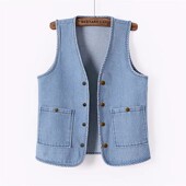 复古大码 韩版 女士外搭秋冬马夹 牛仔马甲女春秋2026春夏秋季 春季