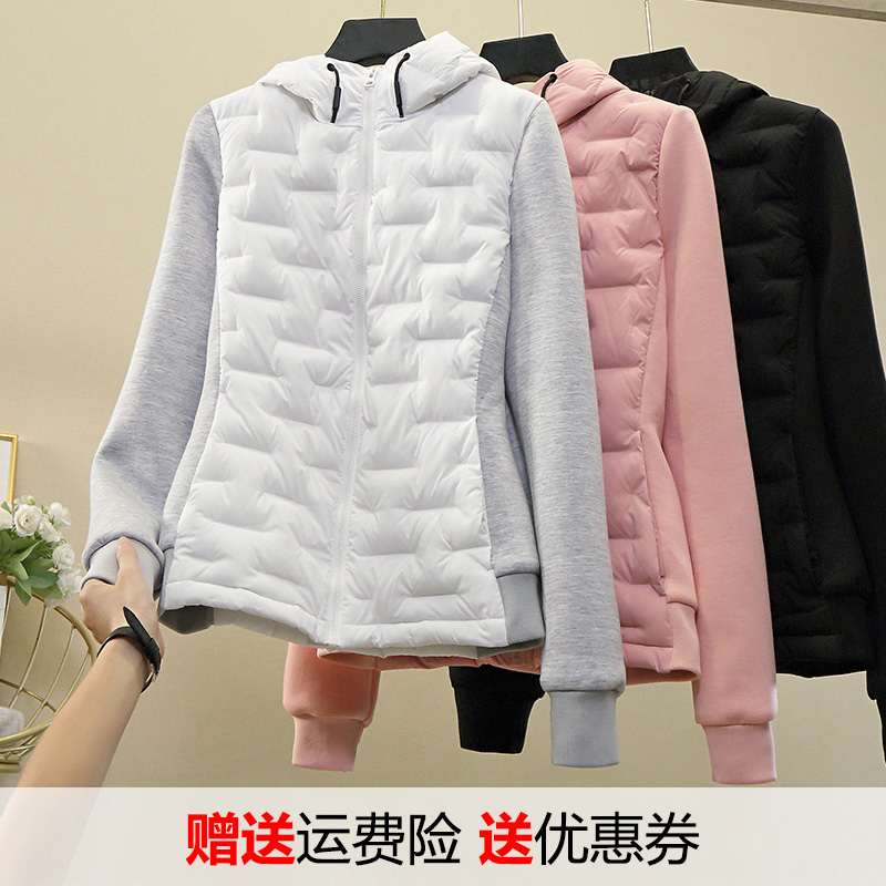 羽绒棉服女秋冬连帽运动跑步休闲轻薄修身时尚弹力2025高尔夫外套