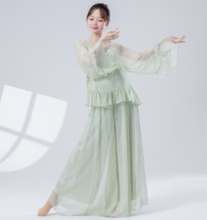 新款古典舞蹈服身韵纱衣练功服女飘逸古风舞蹈演出服套装中式马甲