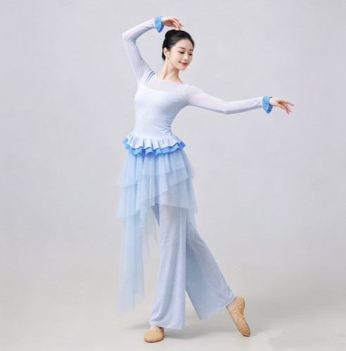 新款古典舞服身韵纱衣女中国舞现代舞日常练功服瑜伽形体服高品质
