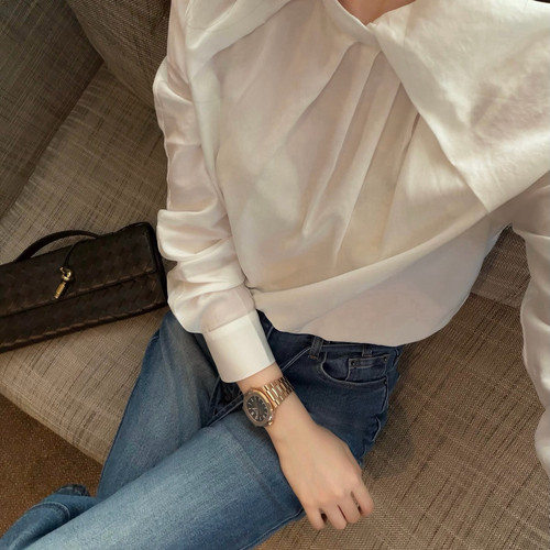 EASE-穿搭设计师款小众款假领设计清冷感衬衫E268054