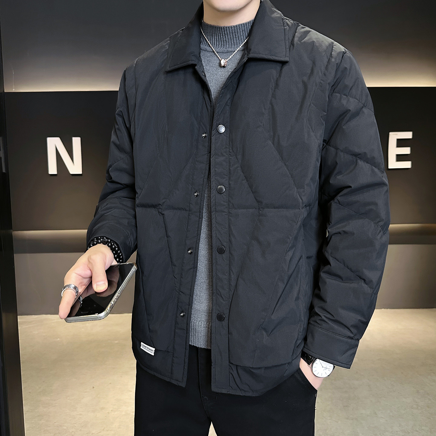 2025冬男修身新标50%白鸭绒轻薄羽绒服A230-6668-P158（控199），男装羽绒服，电商A230