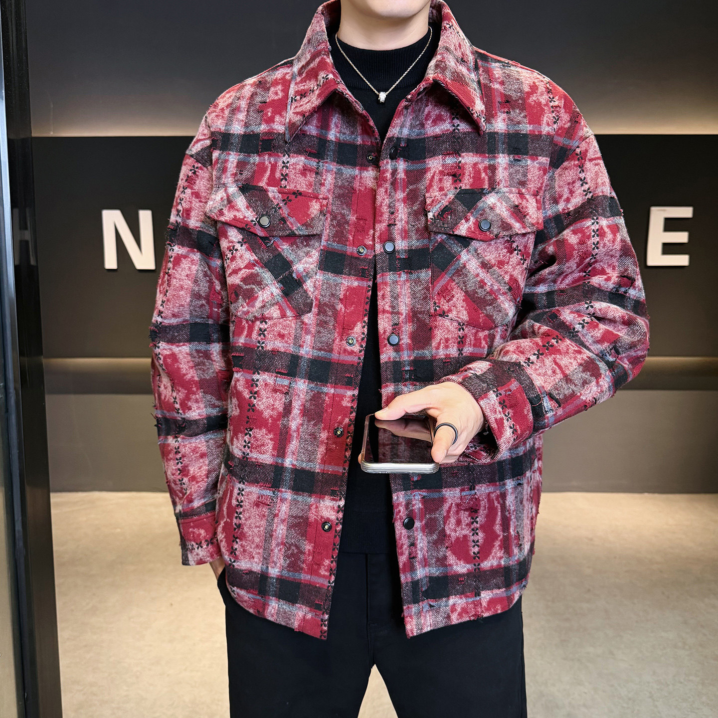 2025年冬男微宽松牛仔衬衫领标90羽绒服A230-5885-P259(控359),男装衬衫,电商A230