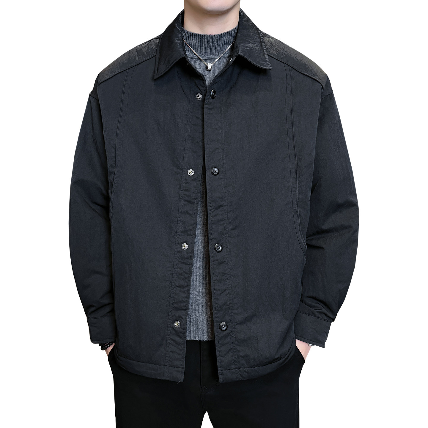 2025年冬男微宽松标90韩系衬衫式羽绒服A230-8131-P265(控365),男装衬衫,电商A230