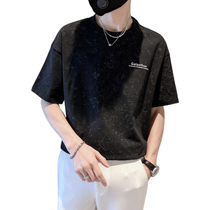 2025年夏男款宽松版水洗花字母胶印圆领短袖A230-88851-P50(控78)图片