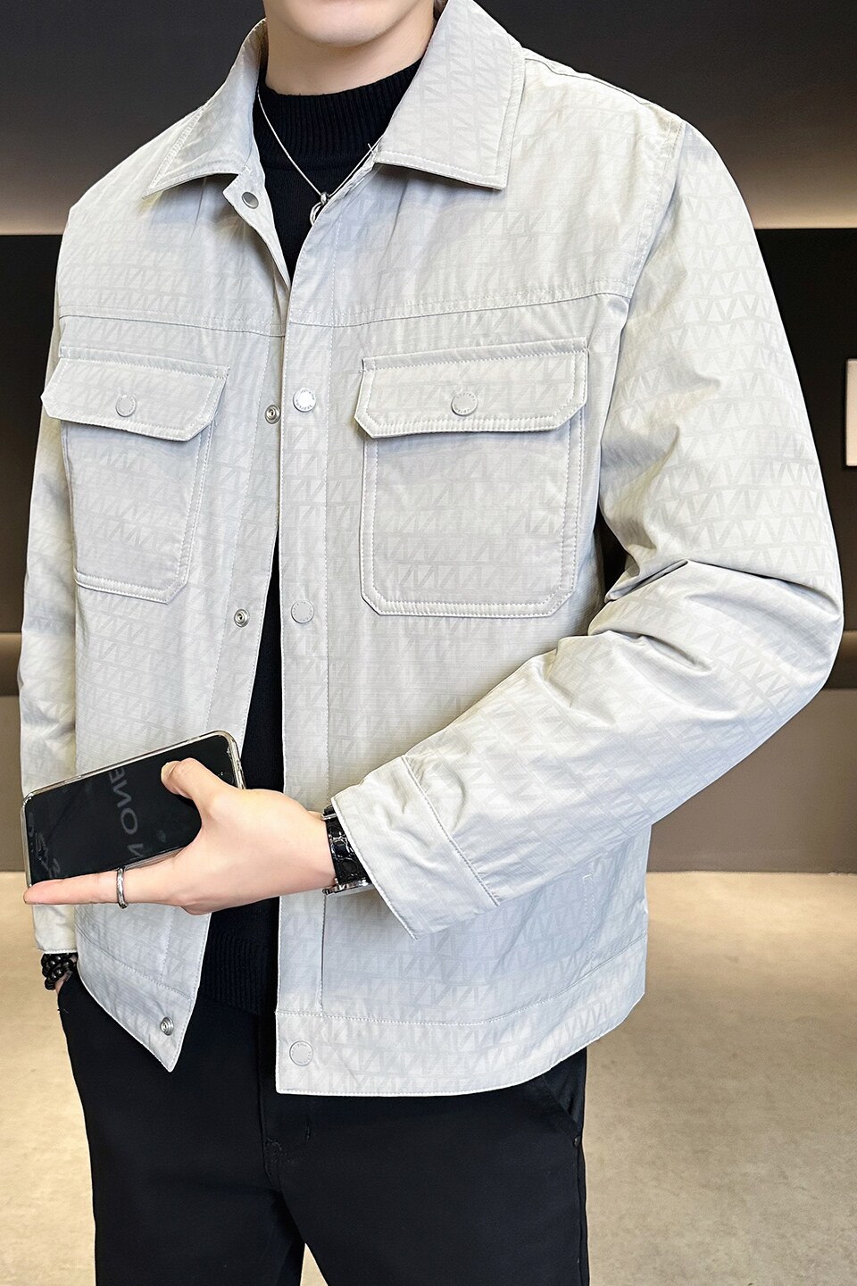 2025冬男修身新标50%轻薄夹克式羽绒服A230-6661-P158（控199）,男装夹克,电商A230
