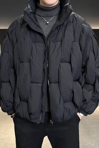 2025冬男年货宽松立领酒桶块标90羽绒服A230-8901-P420(控599)图片