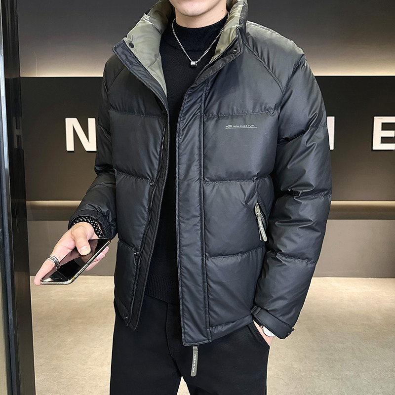 2025冬男修身立领撞色印花主推皮羽绒外套A230-611-P165(控265）,女装短外套,电商A230