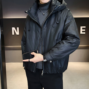 2026年冬男微宽松连帽类皮布标50羽绒服A230-0521-P218(控328)图片