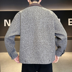 2025冬季男款微宽松方领撞色毛呢夹克外套A230-8909-P165(控265)图片
