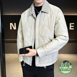 2025冬男修身灯芯绒方领菱形标90羽绒服A230-5937-P248(控348)，男装羽绒服，电商A230