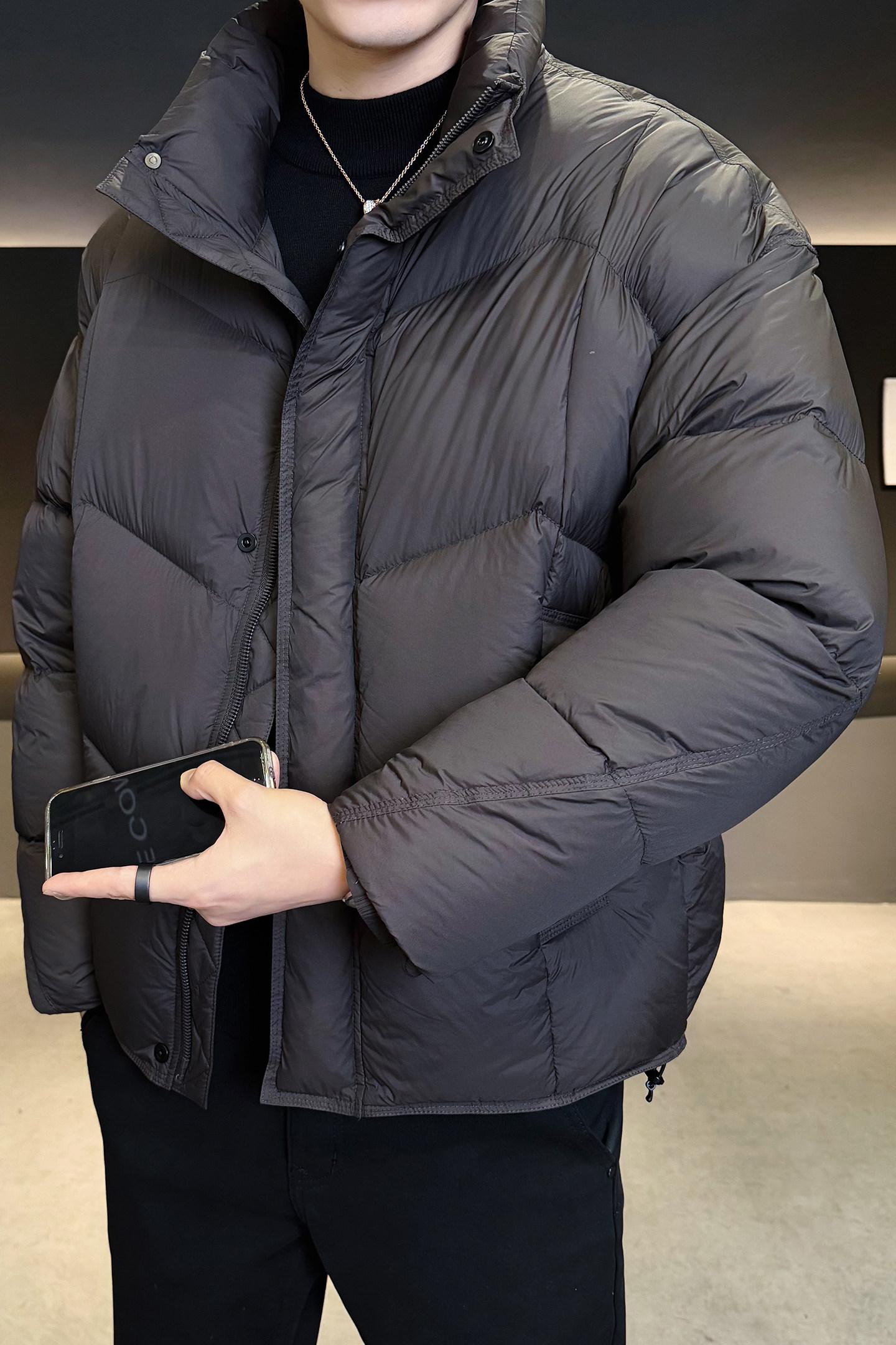 2025年冬男女款连帽新标90泡芙穿刺羽绒服A230-5853-P358(控499,男装羽绒服,电商A230