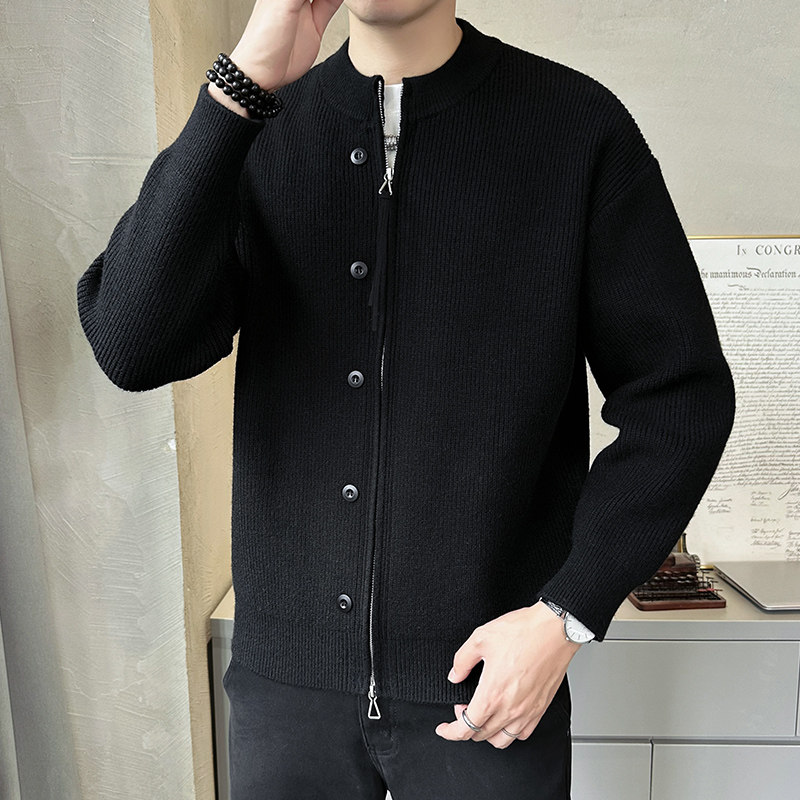 2025秋季男装款纯色纽扣亨利领毛衣外套A230-7709-P118(控158),男装针织衫/毛衣,电商A230