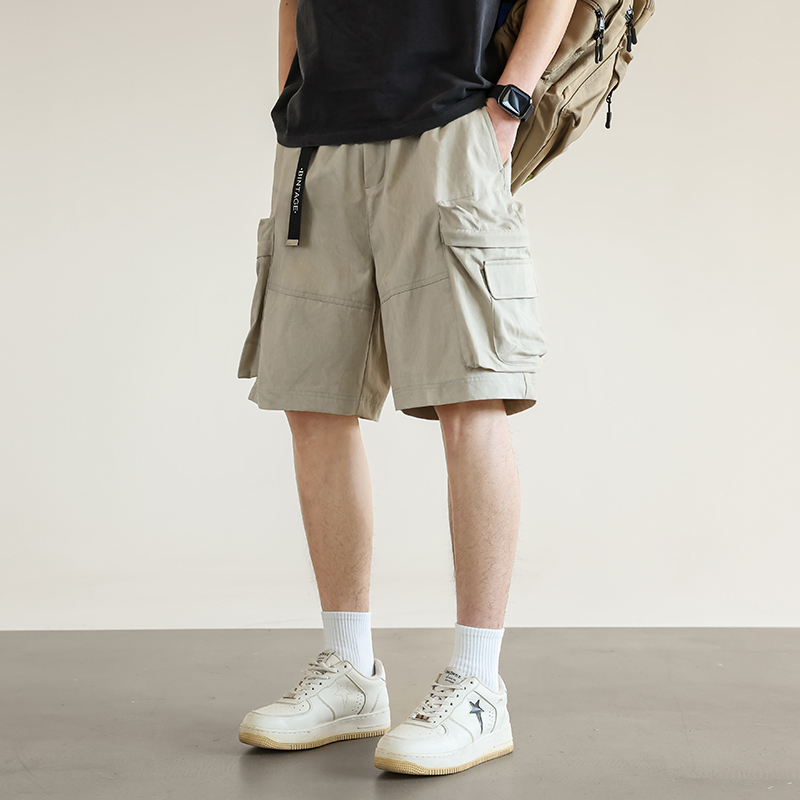 2025夏季男新款水洗棉布工装松紧短裤休闲裤A230-650-P75(控118)，男装休闲裤，电商A230
