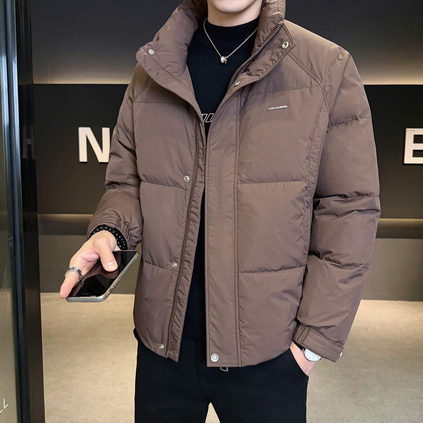 2025冬男修身立领小标标50%白鸭绒羽绒服A230-7900-P195(控299),男装羽绒服,电商A230