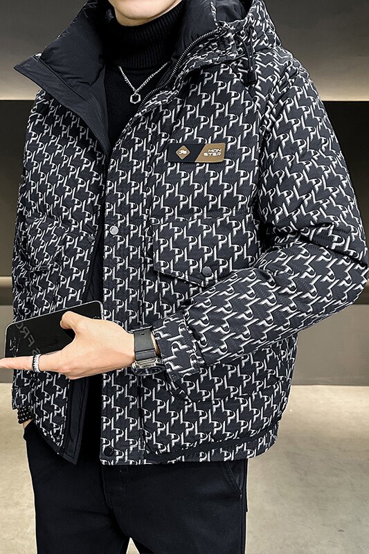 2025年冬男微宽松连帽全身字母印花羽绒服A230-88251-P248(控348),男装羽绒服,电商A230