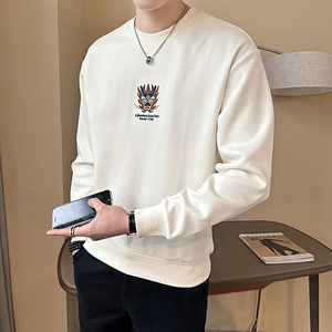 2025秋季男士款修身前后彩色刺绣龙卫衣打底A230-903-P78(控118)图片