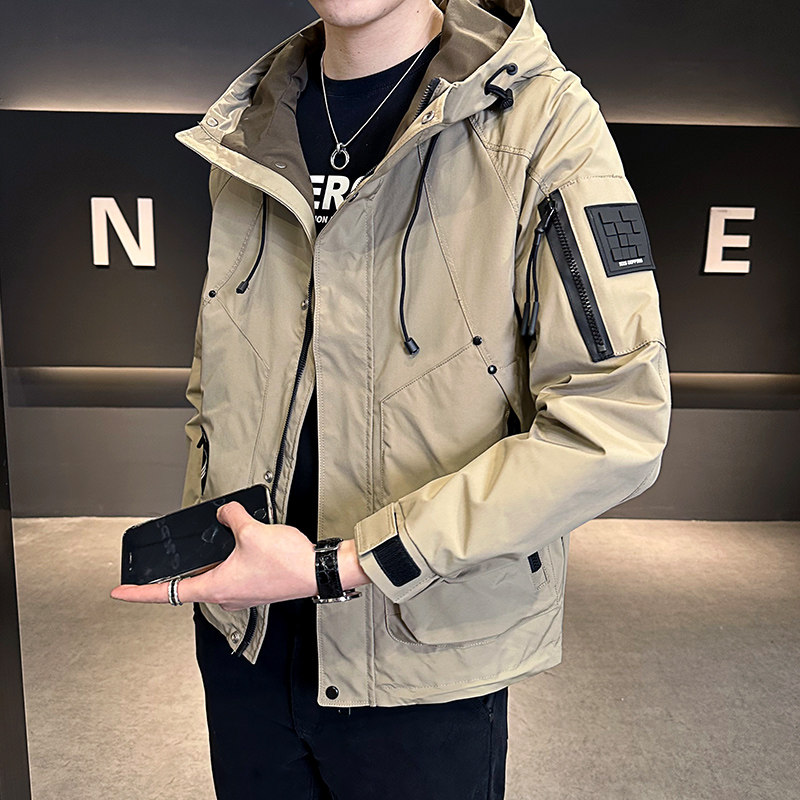 2026春季男款微宽松连帽工装拼色夹克外套A230-24013-P125(控168)，男装夹克，电商A230