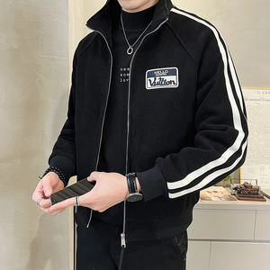 2026春男士新款条纹立领休闲贴标夹克外套A230-2226-P125(控168)图片