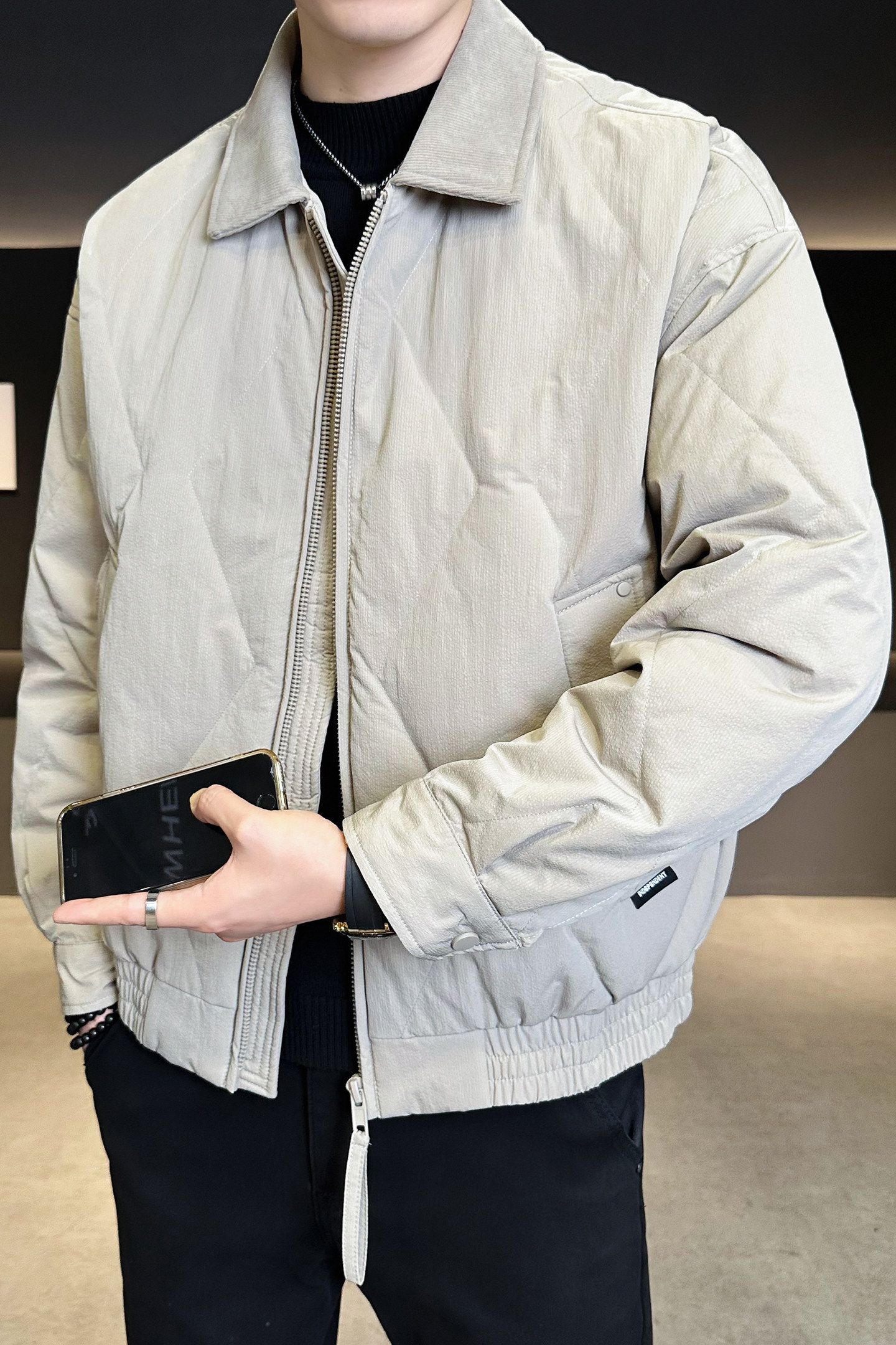 2025冬男微宽松磨砂面料标90方领羽绒服A230-1001-P238(控338),男装羽绒服,电商A230