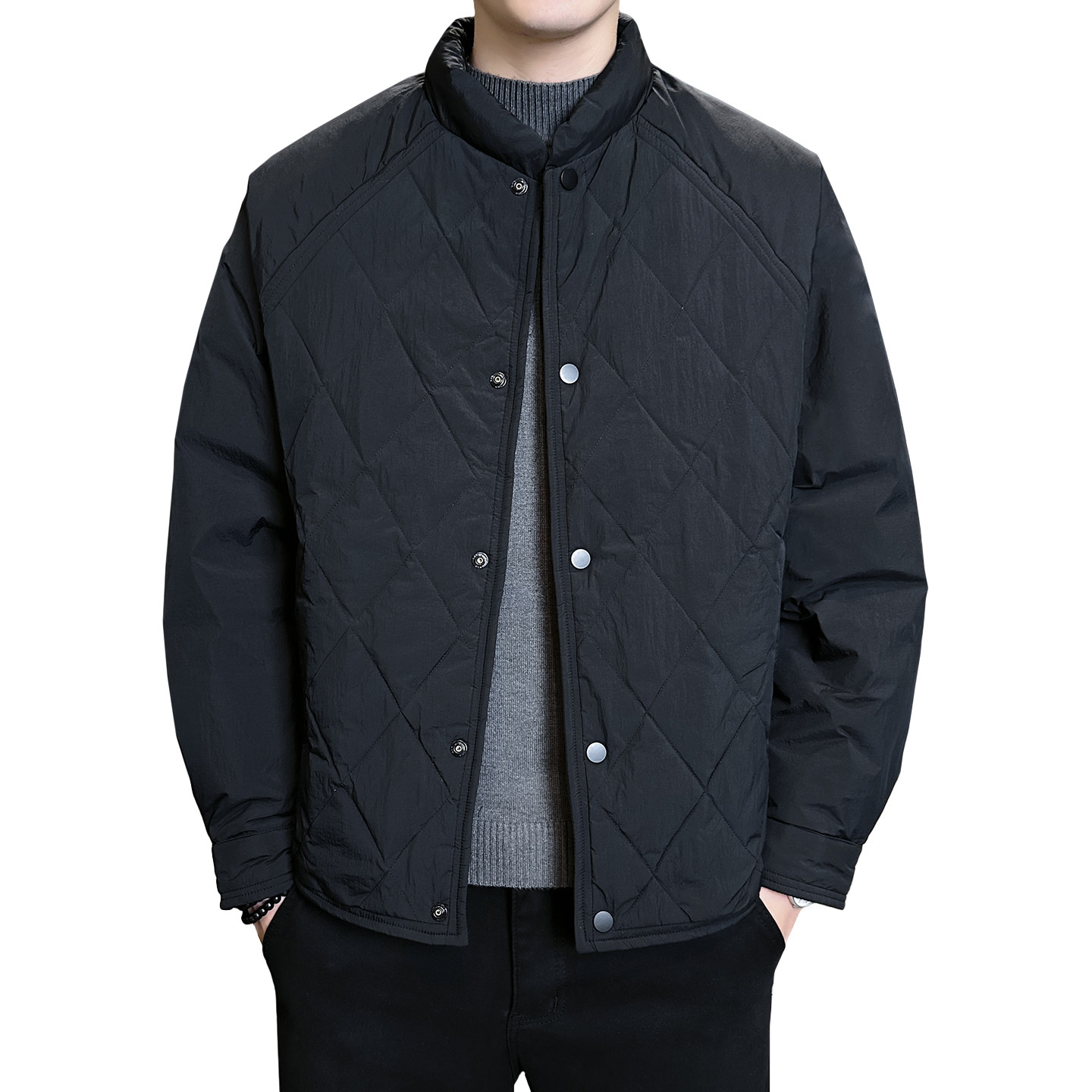 2025冬男宽松圆领菱形格标90轻薄羽绒服A230-8605-P218(控299),男装羽绒服,电商A230