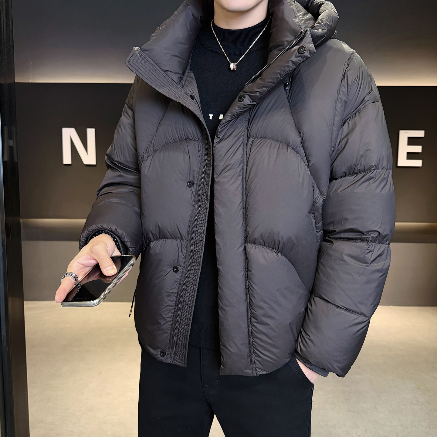 2025年冬男女款连帽新标90泡芙穿刺羽绒服A230-5853-P358(控499,男装羽绒服,电商A230