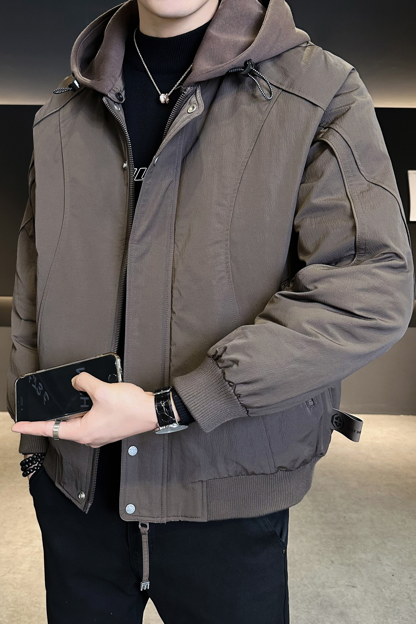 2025年冬男微宽松针织帽标90白鸭绒羽绒服A230-756-P228(控328),男装羽绒服,电商A230