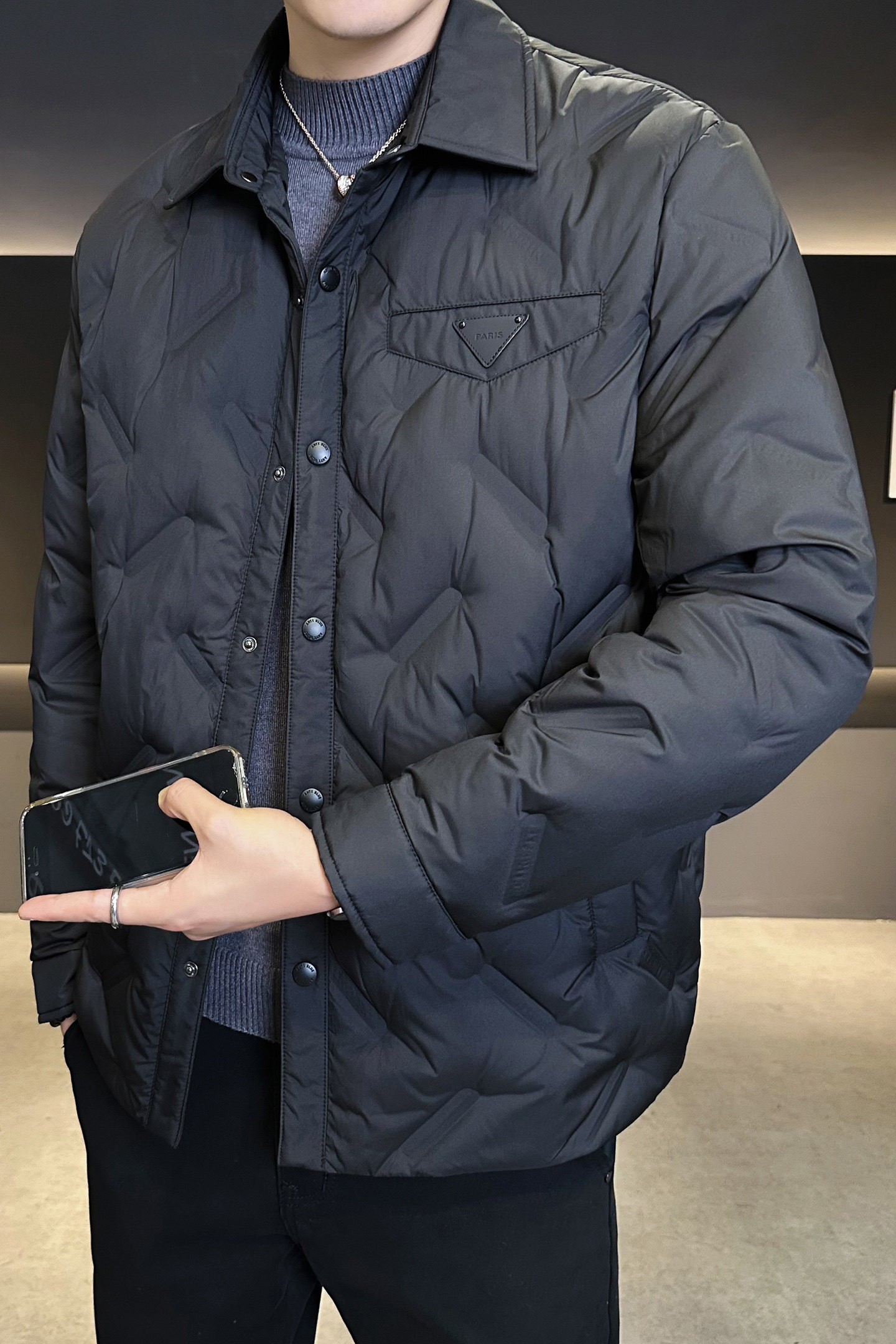 2025冬男修身方领90%白鹅绒轻薄羽绒服A230-A999-P239(控299),男装羽绒服,电商A230