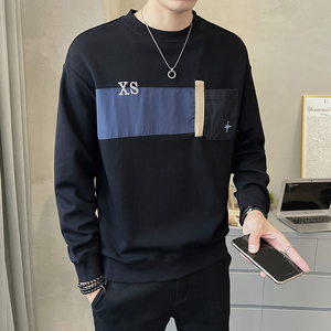 2025秋季男士新款微阔贴布撞色圆领卫衣打底A230-8850-P80(控118)图片