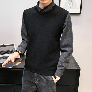 2025年秋季男款修身休闲假两件纯色毛衣打底A230-M37-P90(控138)图片