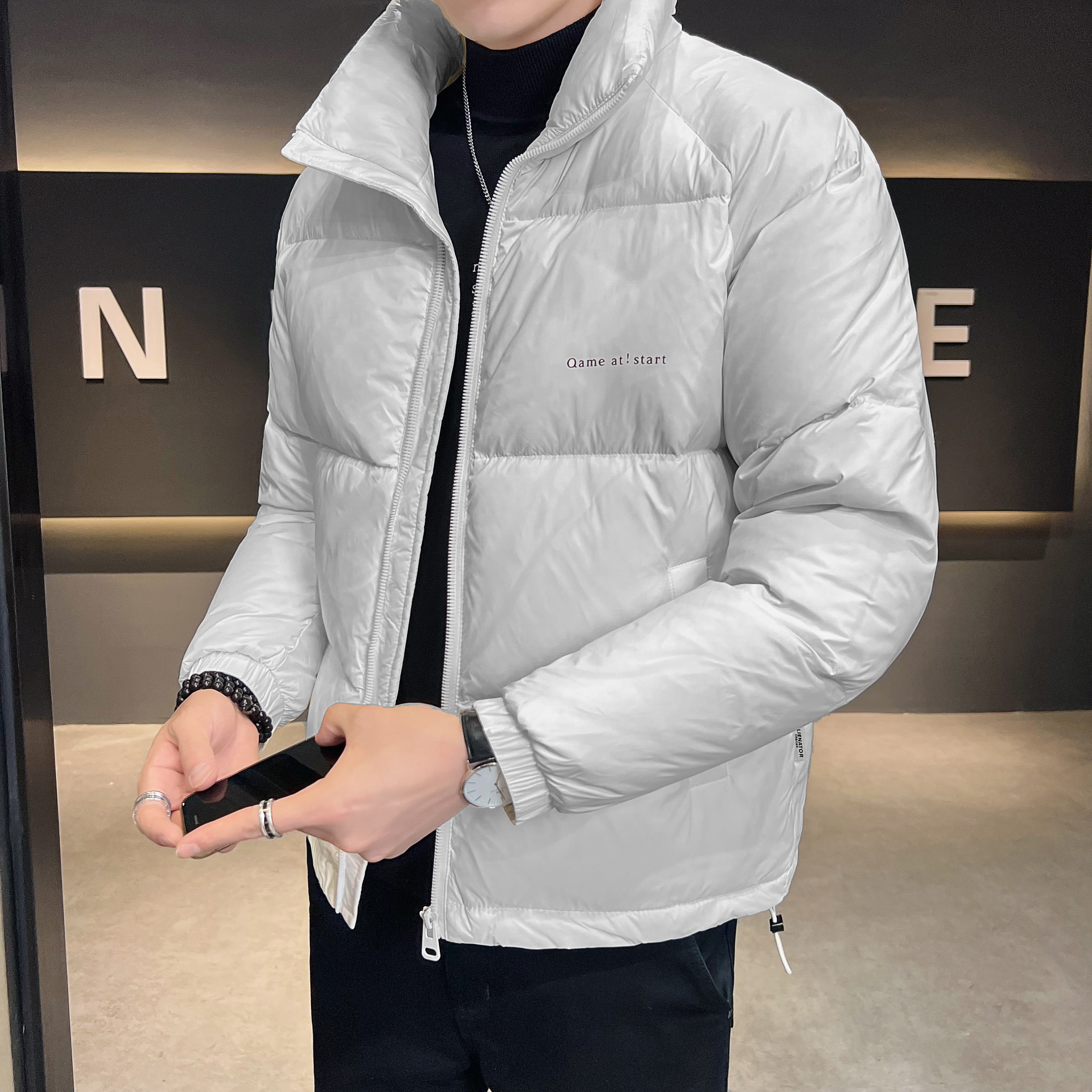 2025冬男女同款立领字母印花纯色面包服A230-7007-P145（控245），鞋类箱包手腕包，电商A230