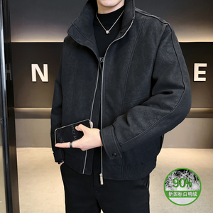 2025冬男微宽松立领标90白鸭绒皮羽绒服A230-2586-P268(控368),男装羽绒服,电商A230