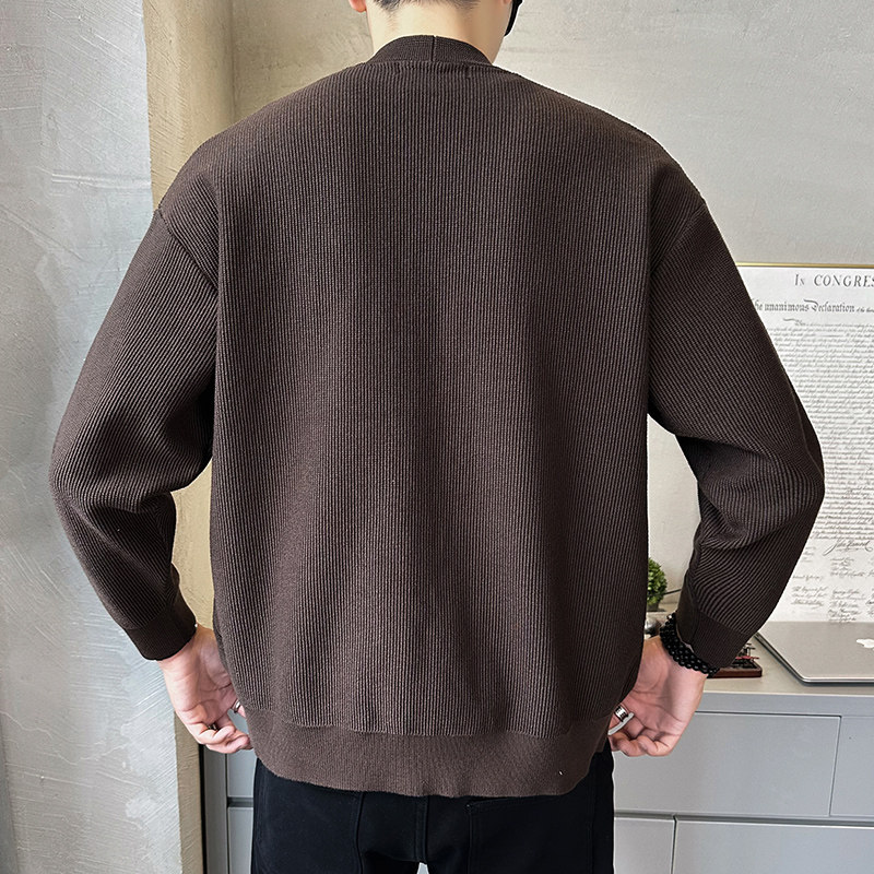 2025秋男款韩版修身休闲V领针织开衫外套A230-9007-P118（控148）,女装短外套,电商A230