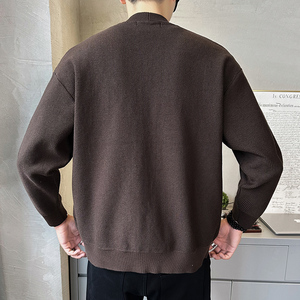 2025秋男款韩版修身休闲V领针织开衫外套A230-9007-P118（控148）
