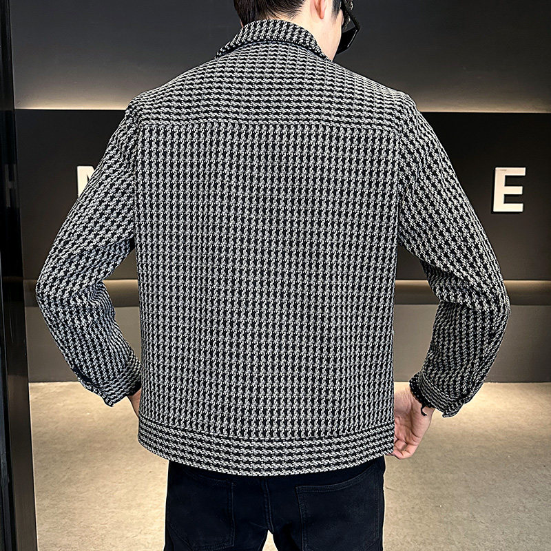 2025秋季男款修身千鸟格经典休闲夹克外套A230-9003-P185(控245)，男装夹克，电商A230
