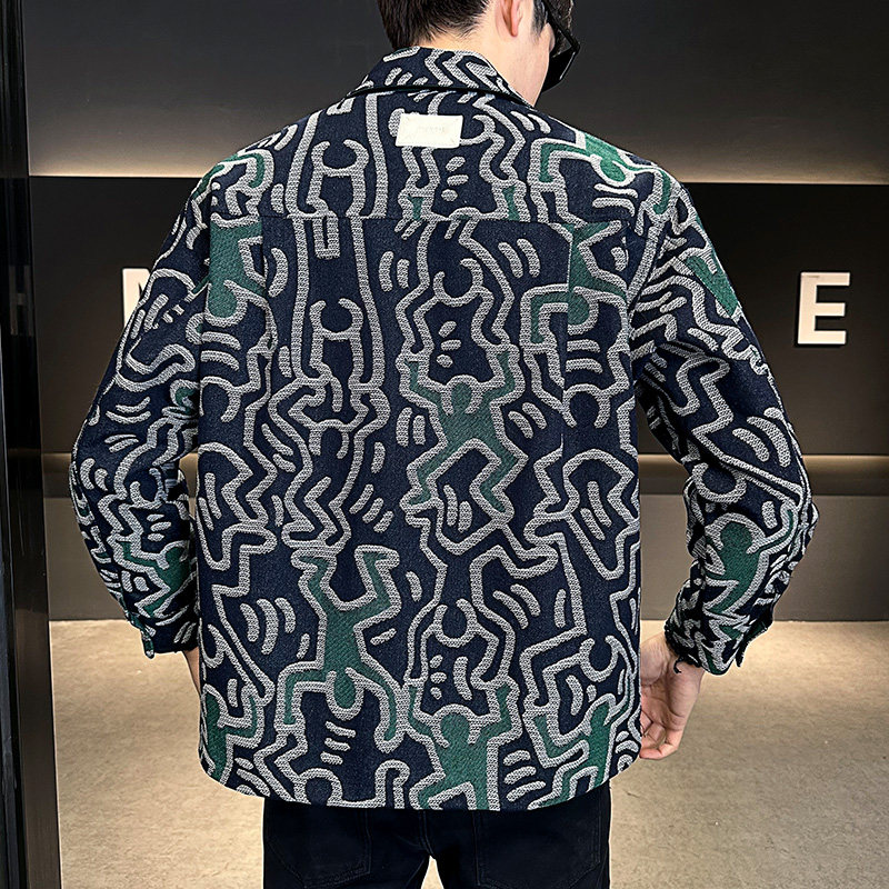 2026春款男士微宽松大花人型牛仔夹克外套A230-8310-P99（控150）,男装夹克,电商A230