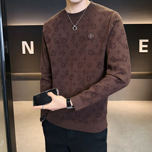 2025冬男修身全身压花含羊毛轻奢毛衣打底A230-26088-P83(控128)图片