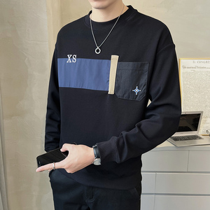 2026春季男士新款微阔贴布撞色圆领卫衣打底A230-8850-P80(控118)，男装T恤，电商A230