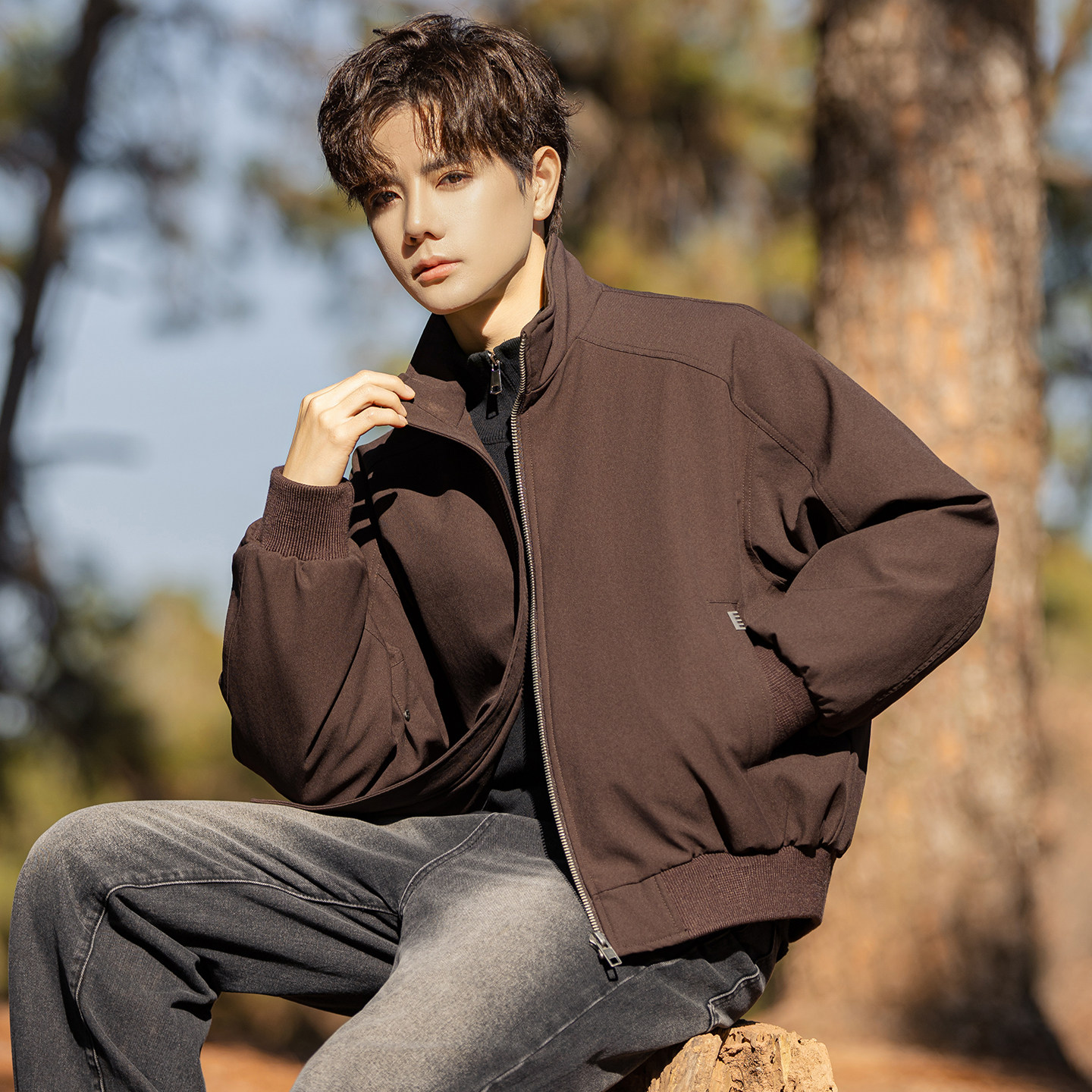 2025冬男微宽松立领标90白鸭绒夹克外套A230-0793-P228(控328)，男装夹克，电商A230