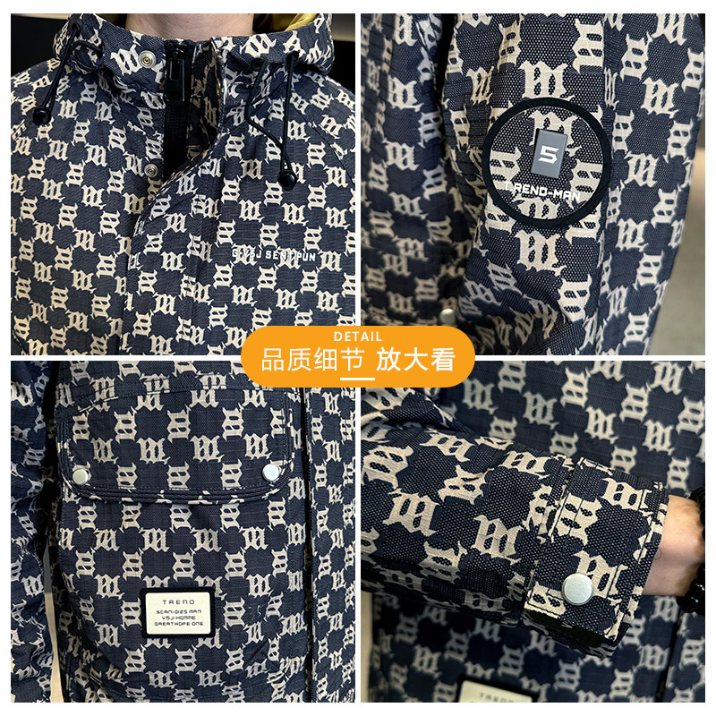 2025春秋男款微宽松字母印花连帽夹克外套A230-24011-P165(控238),男装夹克,电商A230