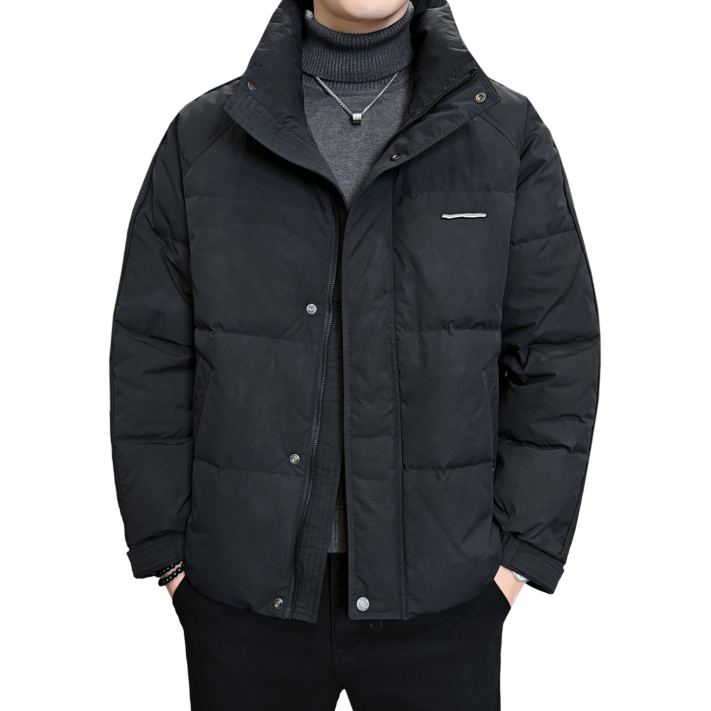 2025年冬男微宽松立领脏脏灰标50羽绒服A230-3307-P218(控318）,男装羽绒服,电商A230