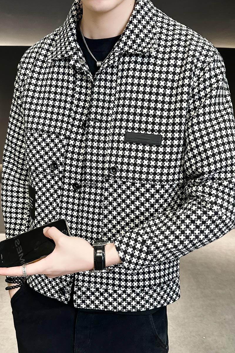 2025年秋男款修身方领贴标千鸟格夹克外套A230-2327-P165(控225),男装夹克,电商A230