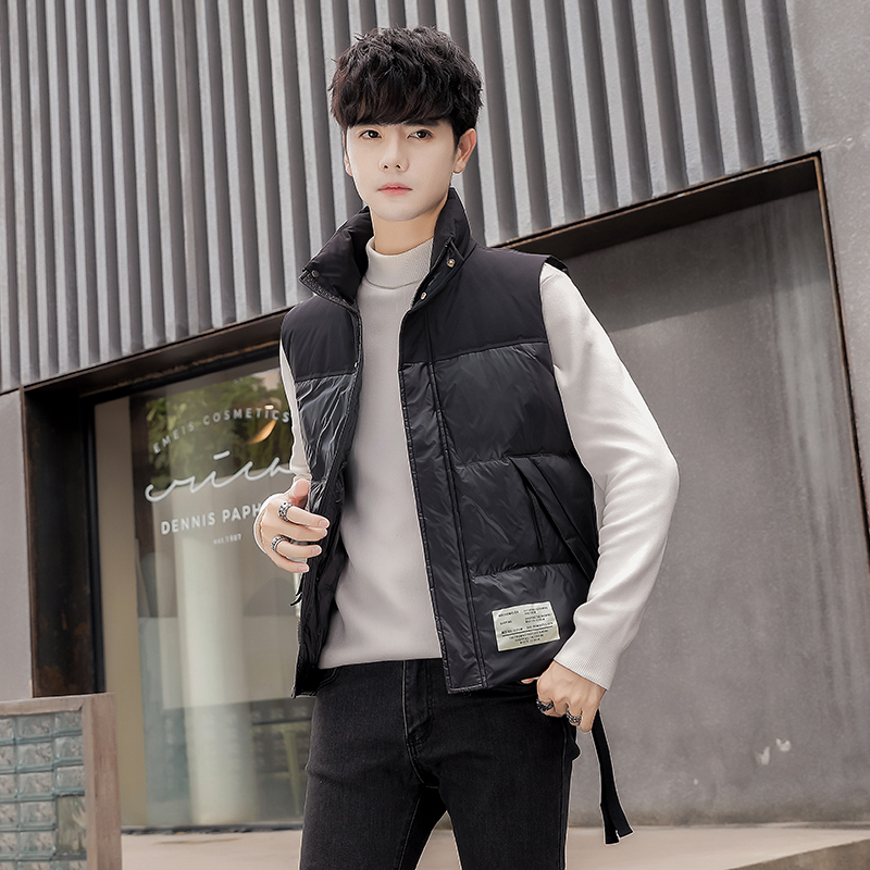 2025秋冬男款立领拉链拼料羽绒棉马甲外套A230-023-P115（控158），男装羽绒服，电商A230