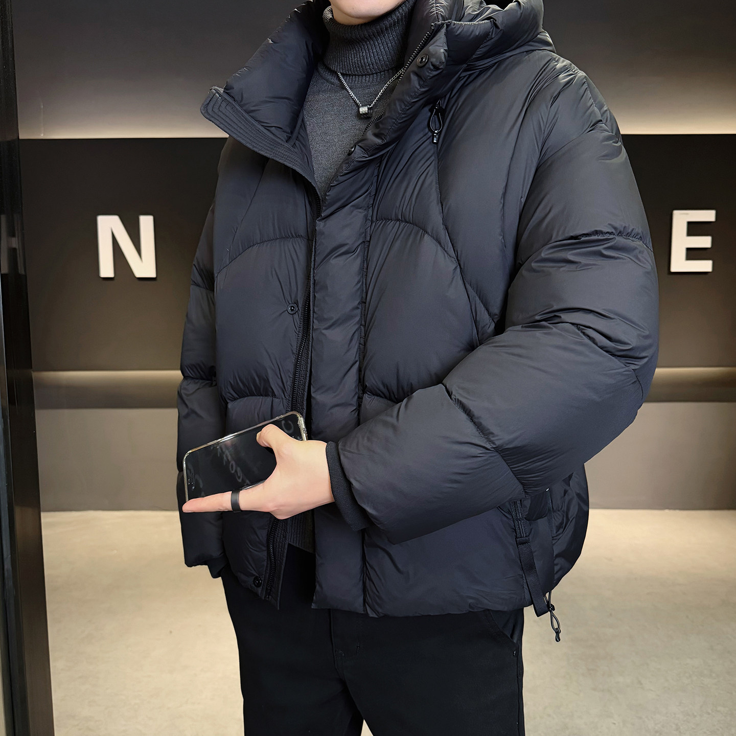 2025年冬男女款连帽新标90泡芙穿刺羽绒服A230-5853-P358(控499,男装羽绒服,电商A230