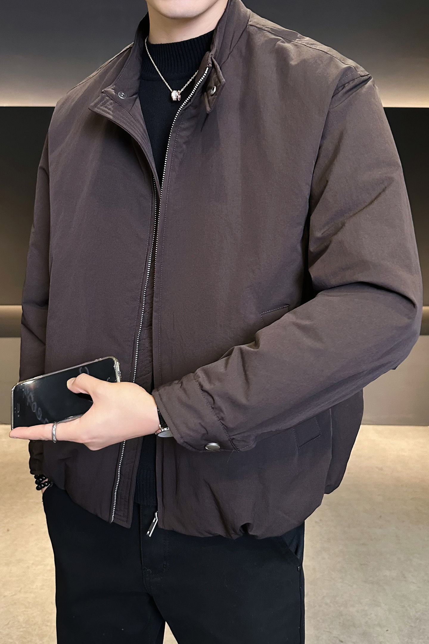 2025冬男宽松圆领标90白鸭绒轻奢羽绒服A230-8166-P275(控375),男装羽绒服,电商A230