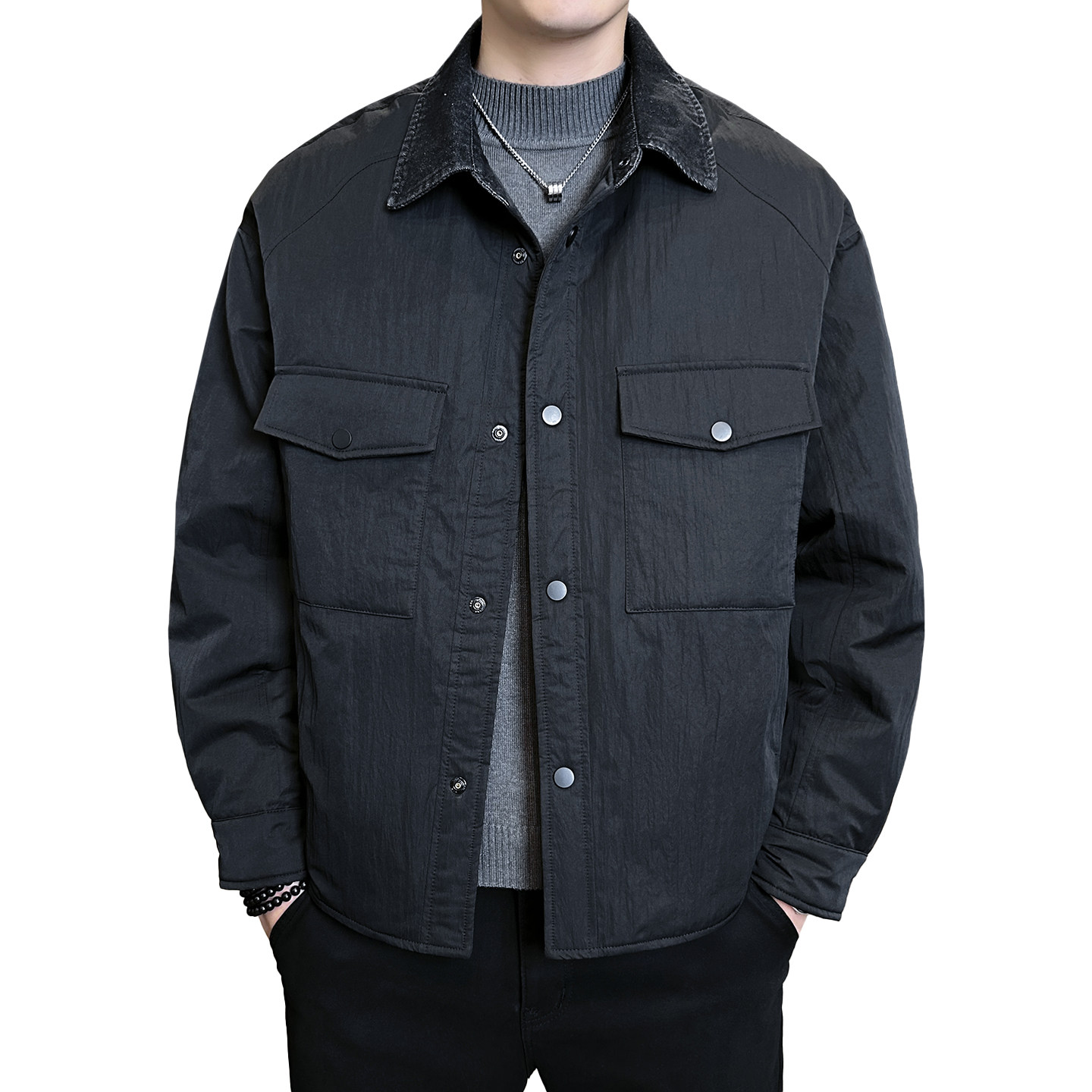 2025冬男微宽松牛仔方领标90轻薄羽绒服A230-86061-P248(控348),男装羽绒服,电商A230