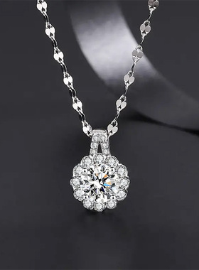 999纯银一克拉莫桑钻项链吊坠女