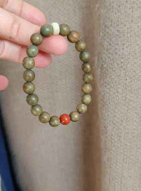 天然阿根廷老绿檀木手串男女南红玛瑙转运珠盘玩静心檀香念珠两戴